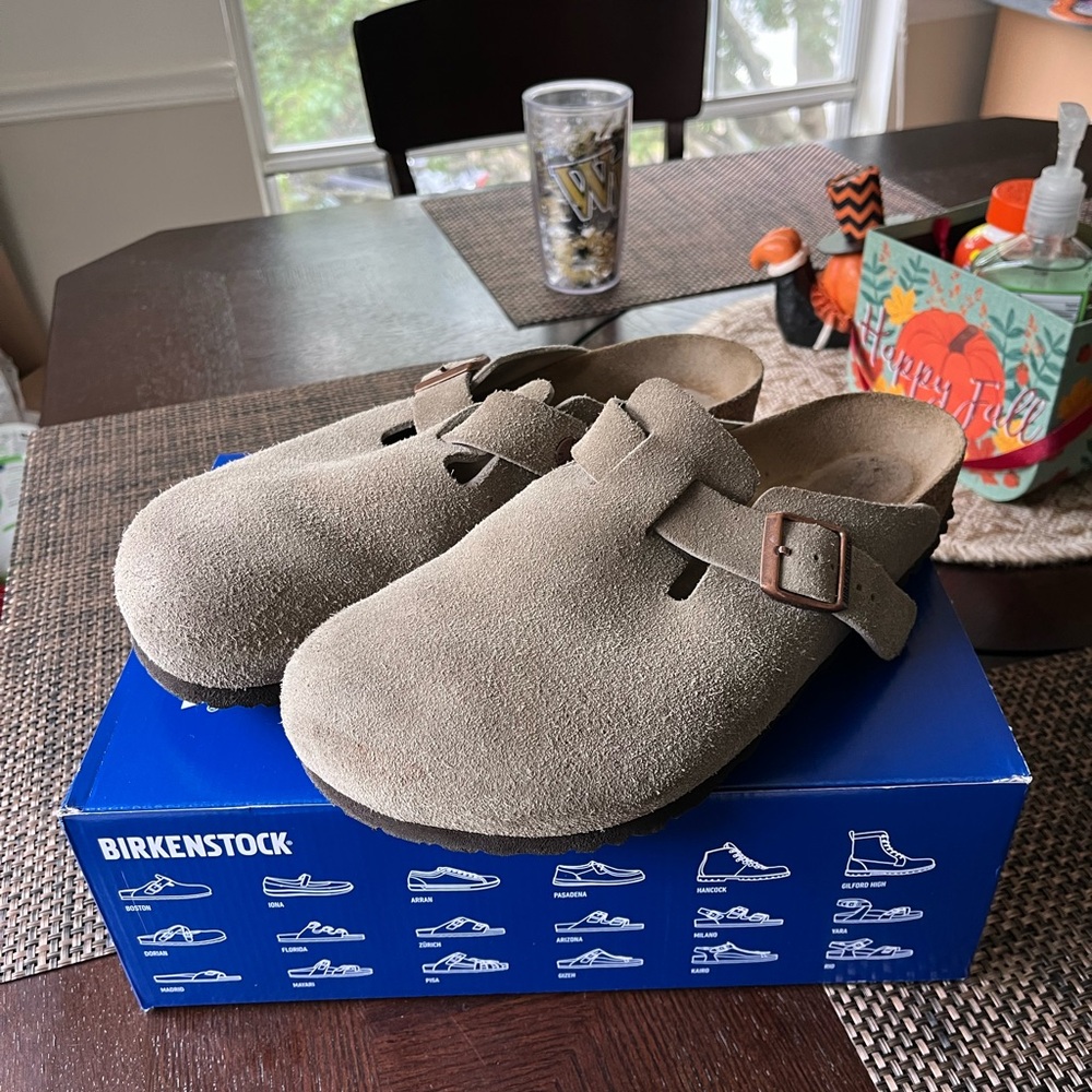 Birkenstock Boston Suede Clogs - Taupe